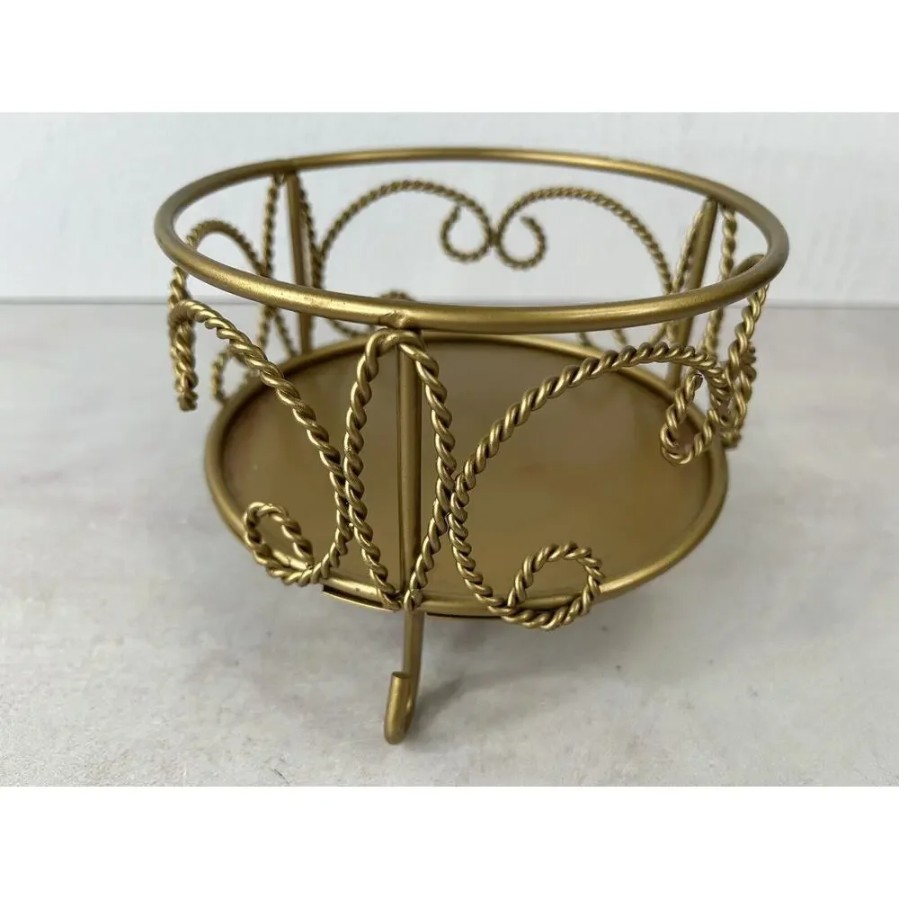 vintage gold iron pedestal‎ Large candle holder